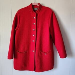 Vintage Geiger Austria Pure Wool Jacket Button Front Pocket Coat 42 Red
